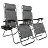 2pcs , Adjustable Folding Lounger With Pillow And Practical Tray For Deck, Terrace, Beach, Patio, Grey